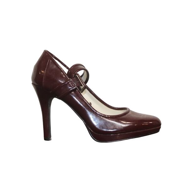 Calvin Klein Merlot Patent Leather Jocey Heels Sz 6M - Picture 1 of 12